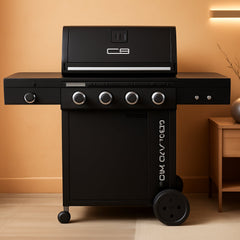 Black 4Burner Gas Grill Cabinet With Extra Storage Space