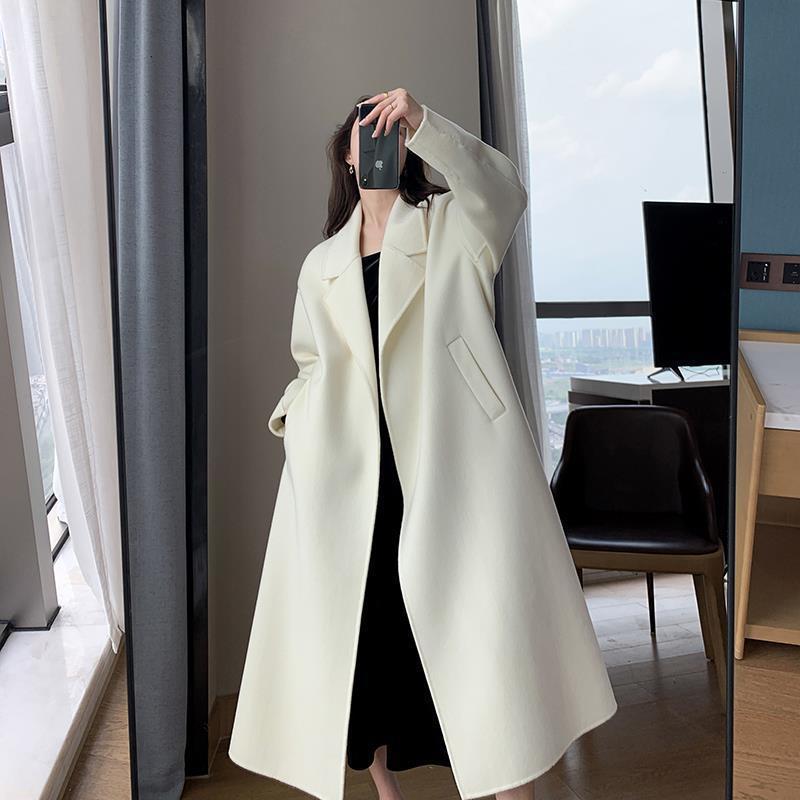 High-End White Woolen Coat for Women in Autumn/Winter - LARUNVIK