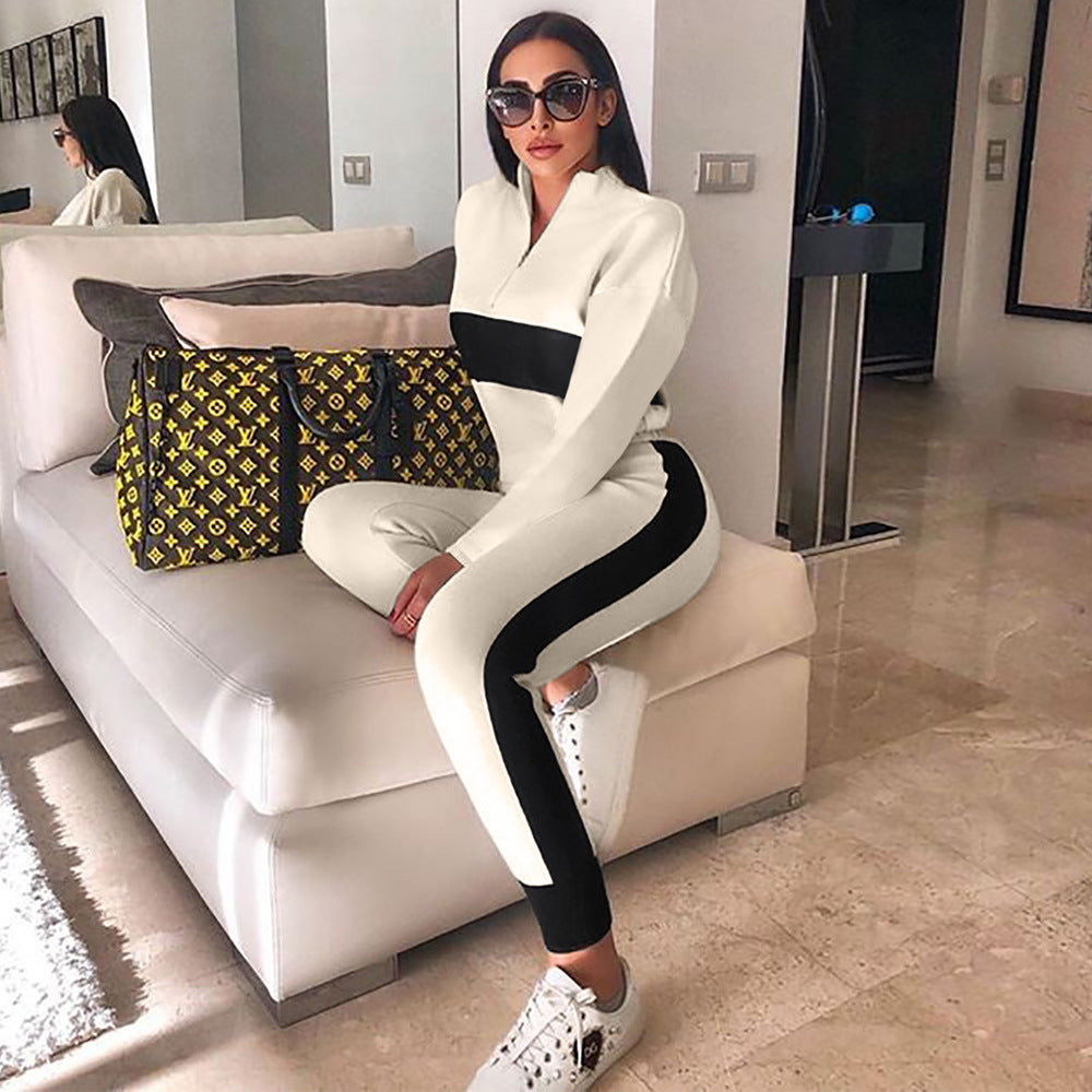 Chic Color Block Leisure Set
