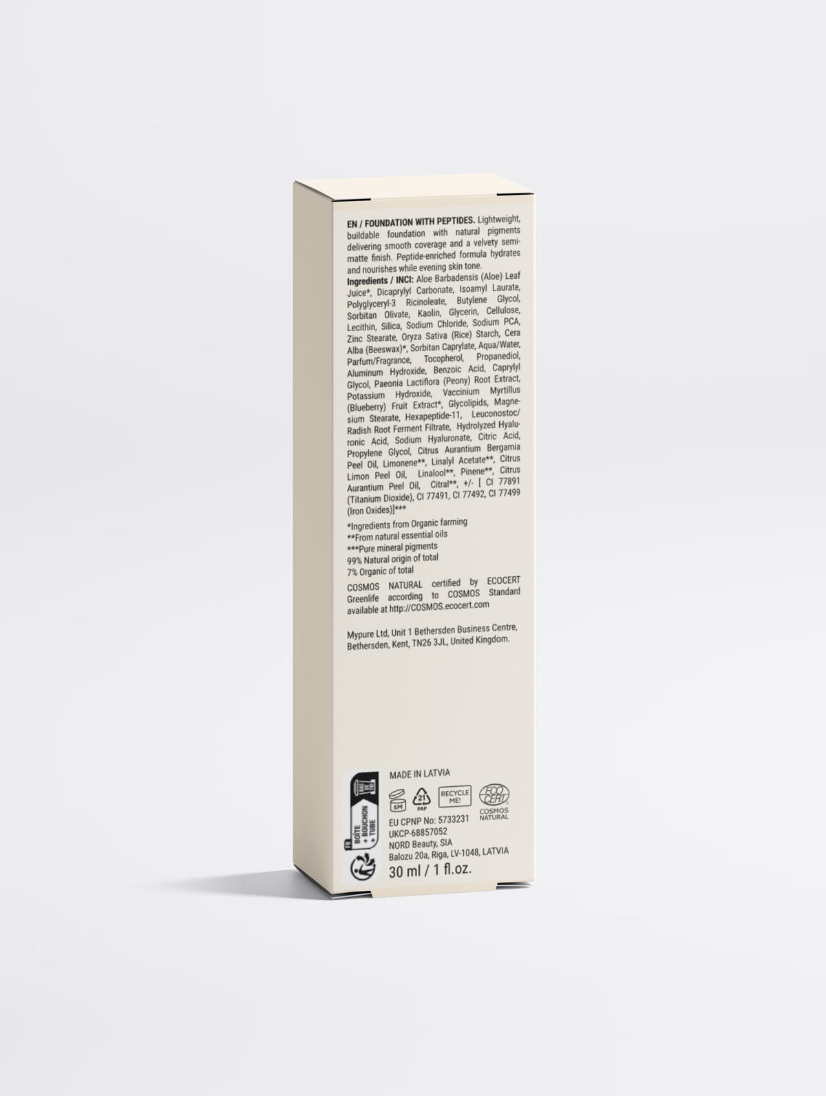Peptide Skin-Perfecting Foundation - 30 Tan Neutral | Tan Skin, Balanced Coverage - LARUNVIK